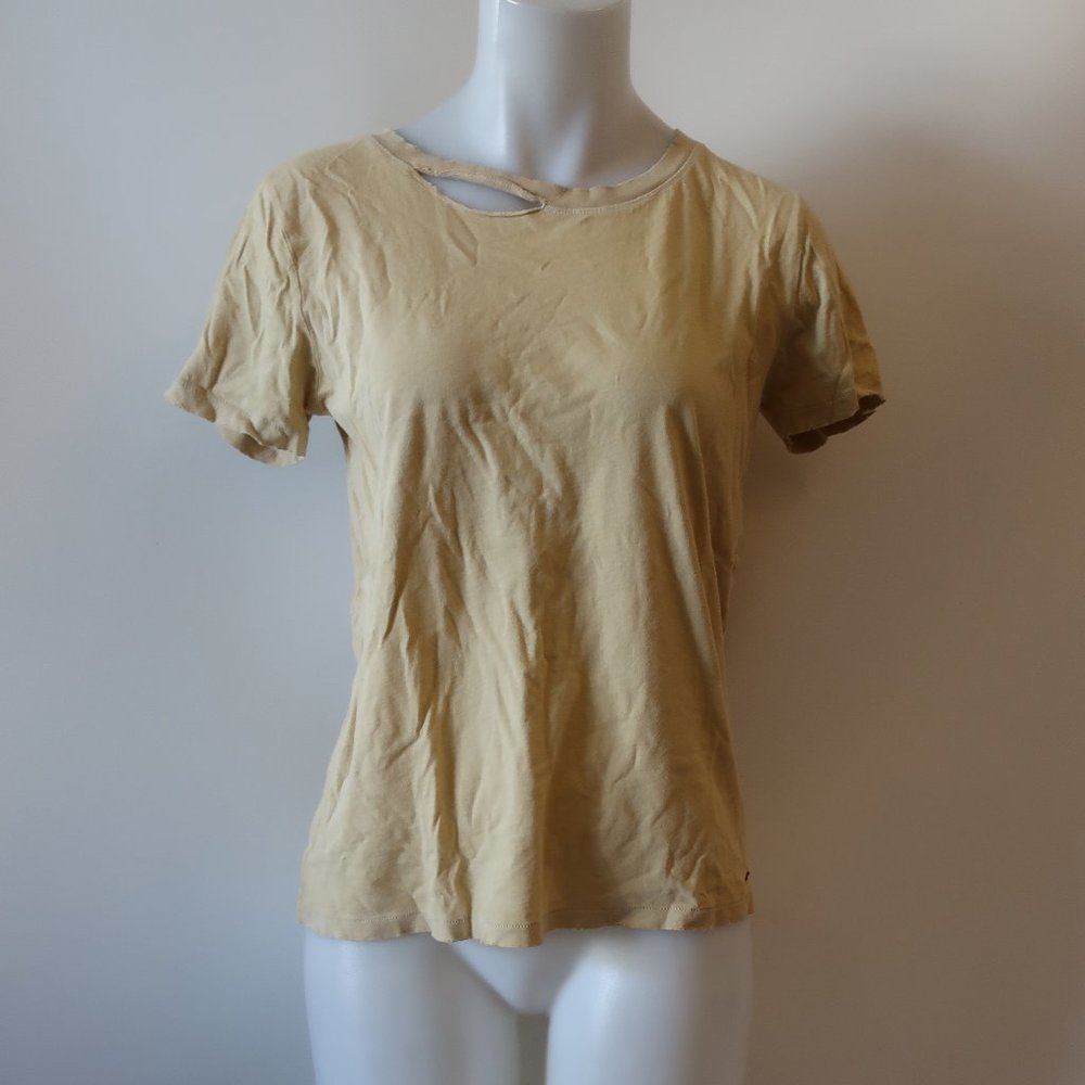 PHILANTHROPY YELLOW DISTRESSED T-SHIRT SZ S*